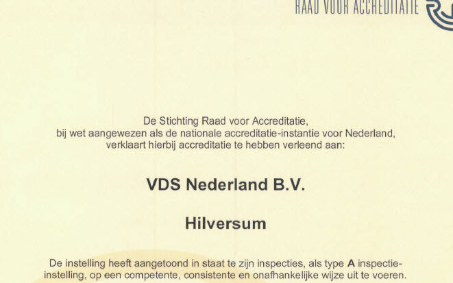 Raad voor Accreditatie - EN ISO-IEC 17020-2012 - tot 1 april 2027 - VdS Nederland