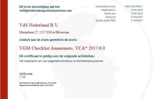 VCA certificaat 2024 – VdS Nederland VCA certificaat 2024 - VdS Nederland