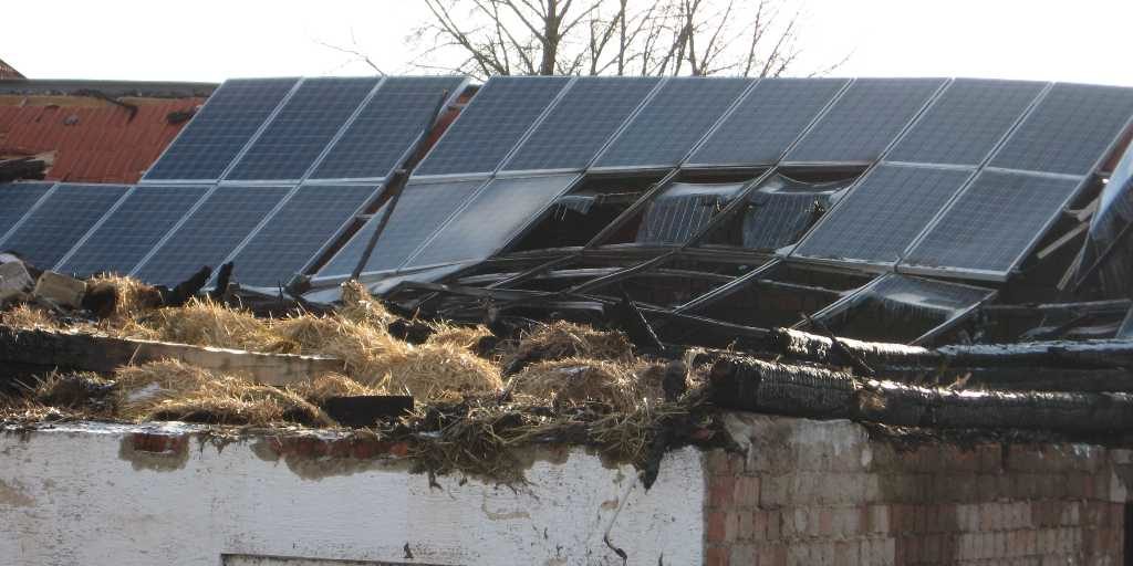 Zonnepanelenbrand – brandschade – bron CFPA VKB